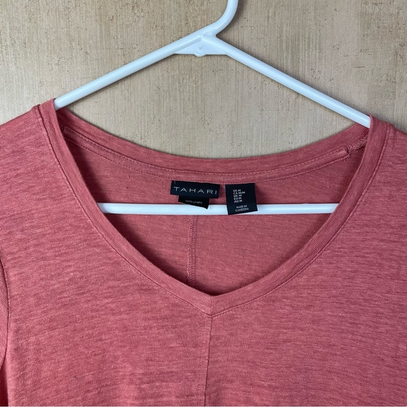 Tahari 100% Linen Short Sleeve Shirt Size Medium - Picture 3 of 5